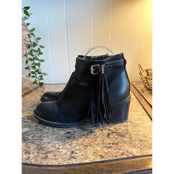 Circus Sam Edelman Jolie Black Fringe Ankle Boots Womens 8 Boho Moto Biker - Picture 10 of 10